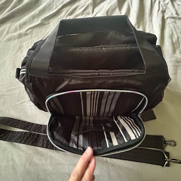 Lug Rumble Satchel with Crossbody Strap Black with Rainbow Stitching - Picture 6 of 13